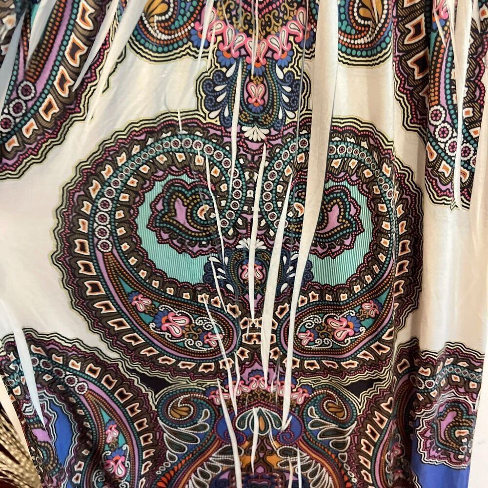 Boston Proper Womens Multicolor Maxi Dress M Pullover Beaded Paisley Boho Slinky - Picture 15 of 16